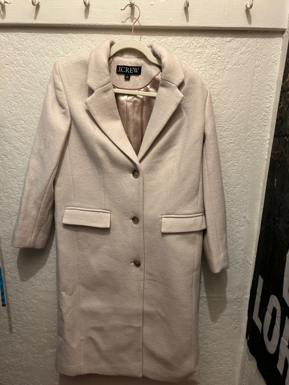 J.Crew Cream Single-Breasted Wool-Blend Trench Coat